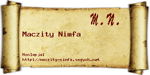Maczity Nimfa névjegykártya